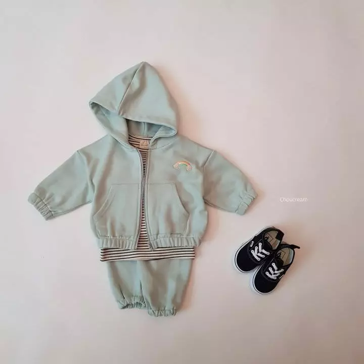 Choucream - Korean Baby Fashion - #babyboutique - Rainbow Hoody Zip-up Bottom Set - 7
