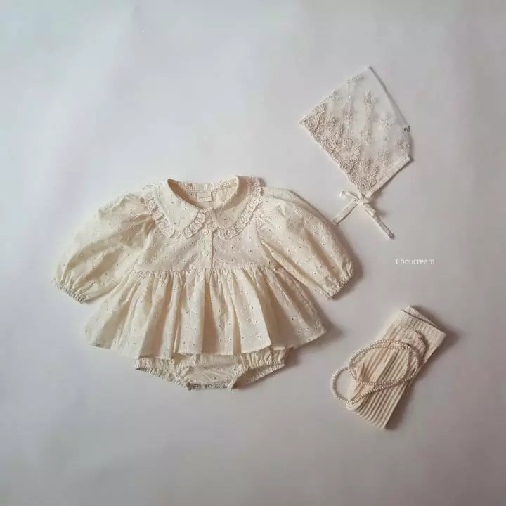 Choucream - Korean Baby Fashion - #babyboutique - Lace Collar Bodysuit - 6