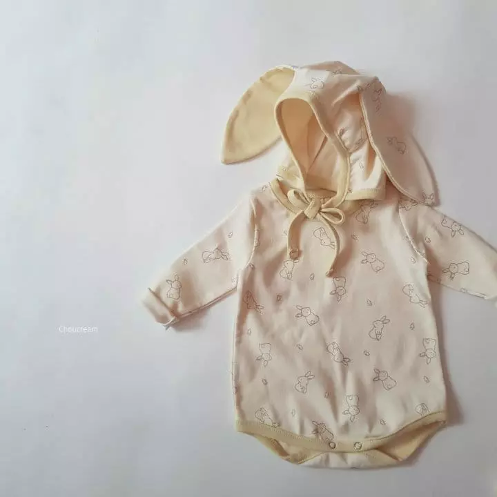 Choucream - Korean Baby Fashion - #babyboutique - Rabbit Bonnet Bodysuit with Bonnet - 3