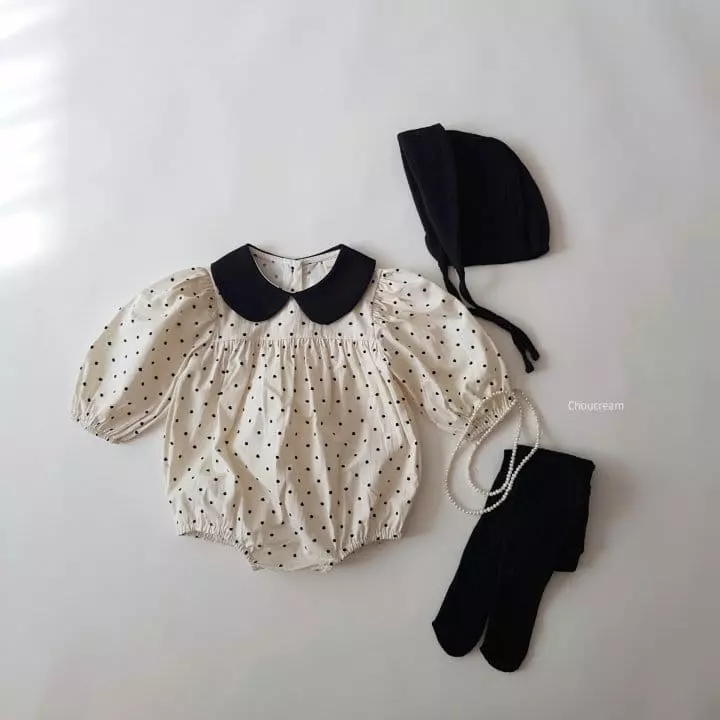 Choucream - Korean Baby Fashion - #babyboutique - Dot Collar Bodysuit