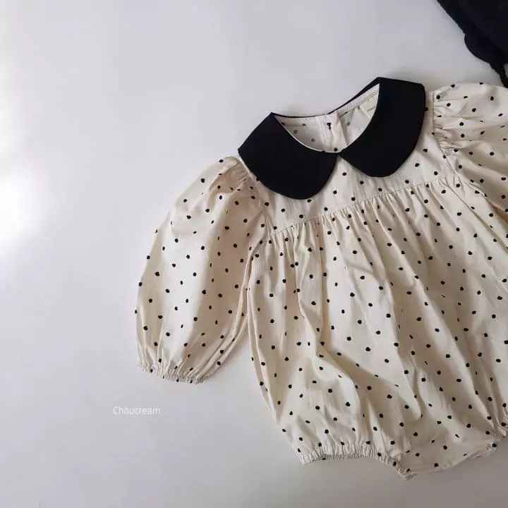 Choucream - Korean Baby Fashion - #babyboutique - Dot Collar Bodysuit - 2