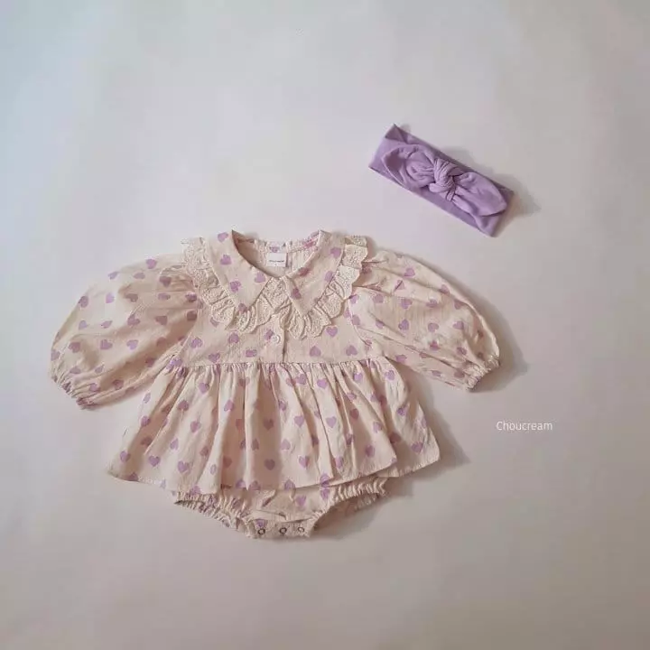 Choucream - Korean Baby Fashion - #babyboutique - Hear Frill Collar Bodysuit