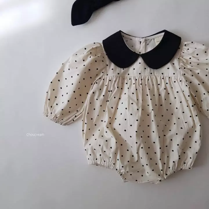 Choucream - Korean Baby Fashion - #babyboutiqueclothing - Dot Collar Bodysuit - 3