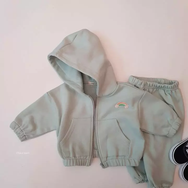 Choucream - Korean Baby Fashion - #babyclothing - Rainbow Hoody Zip-up Bottom Set - 9