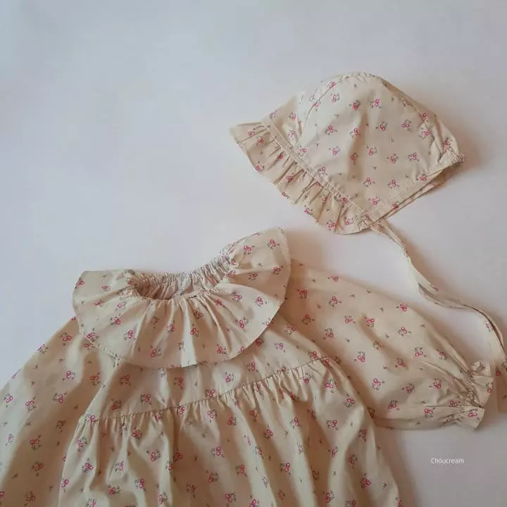 Choucream - Korean Baby Fashion - #babyclothing - Shelly Frill Bodysuit with Bonnet - 7