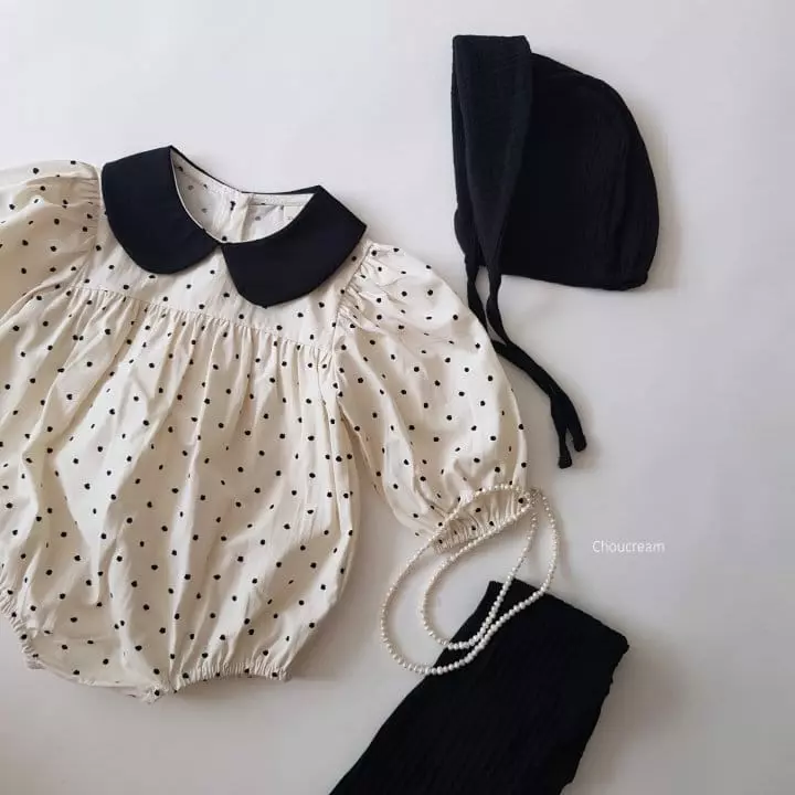 Choucream - Korean Baby Fashion - #babyboutiqueclothing - Dot Collar Bodysuit - 4