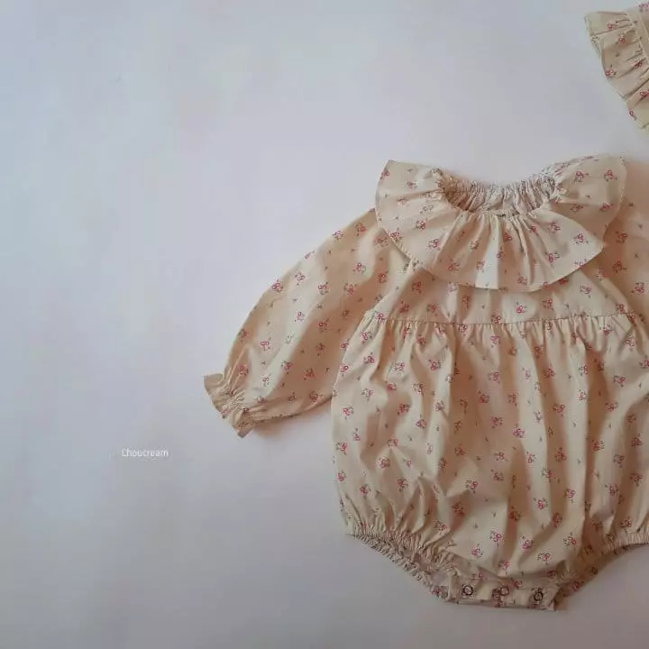 Choucream - Korean Baby Fashion - #babyfashion - Shelly Frill Bodysuit with Bonnet - 8