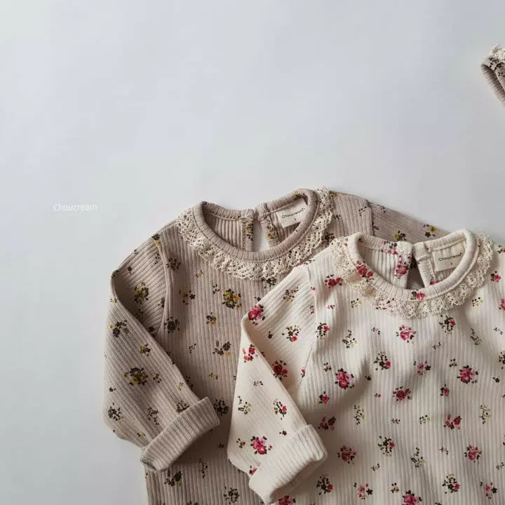 Choucream - Korean Baby Fashion - #babyfashion - Lolo Flower Lace Bodysuit with Bonnet - 2