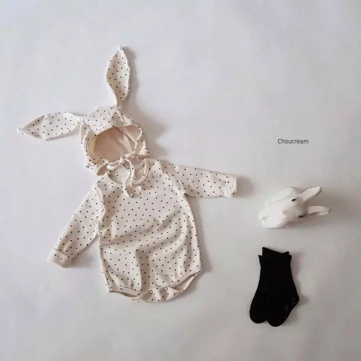 Choucream - Korean Baby Fashion - #babyfashion - Rabbit Bonnet Bodysuit with Bonnet