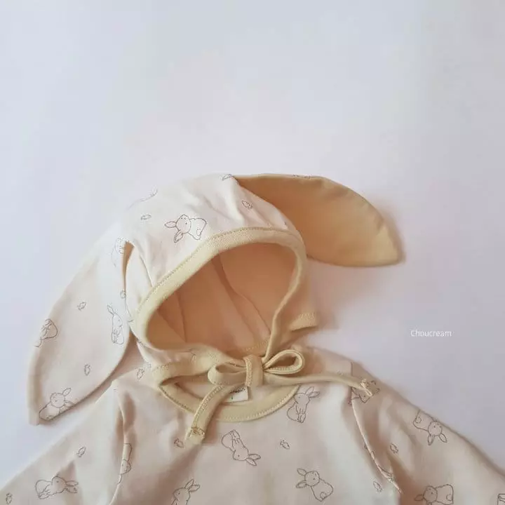 Choucream - Korean Baby Fashion - #babyfever - Rabbit Bonnet Bodysuit with Bonnet - 8