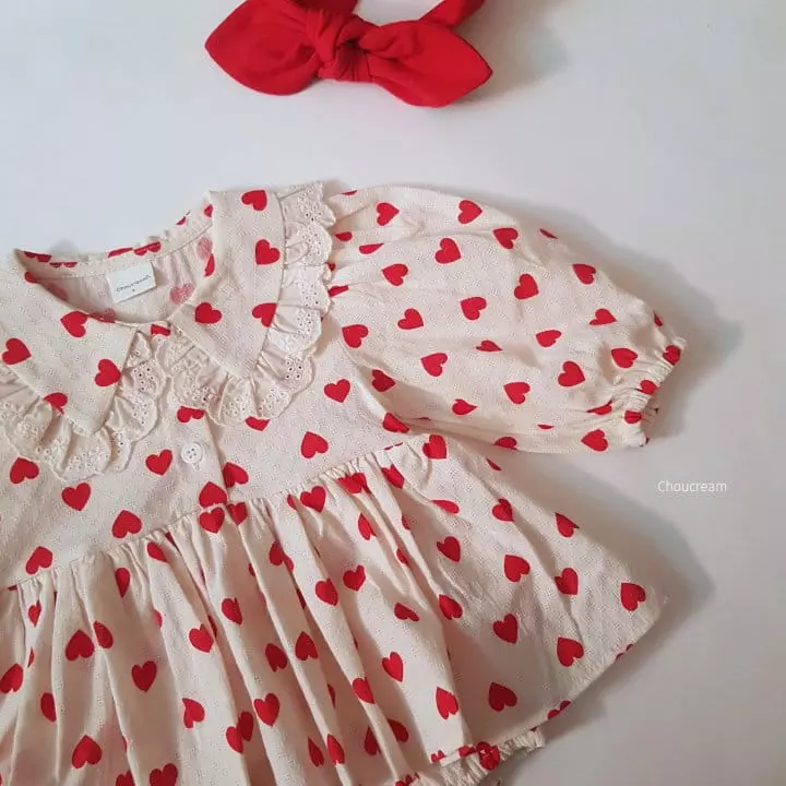Choucream - Korean Baby Fashion - #babyfever - Hear Frill Collar Bodysuit - 5