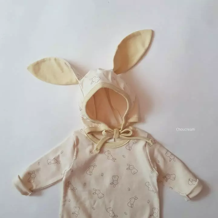 Choucream - Korean Baby Fashion - #babygirlfashion - Rabbit Bonnet Bodysuit with Bonnet - 9