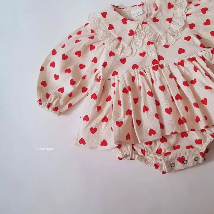 Choucream - Korean Baby Fashion - #babygirlfashion - Hear Frill Collar Bodysuit - 6