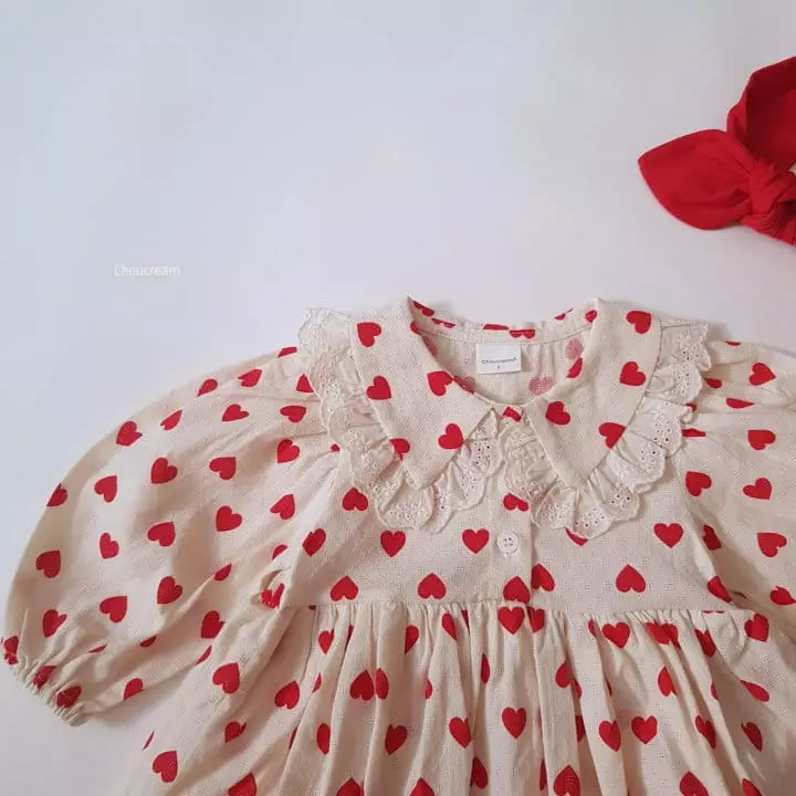 Choucream - Korean Baby Fashion - #babylifestyle - Hear Frill Collar Bodysuit - 7