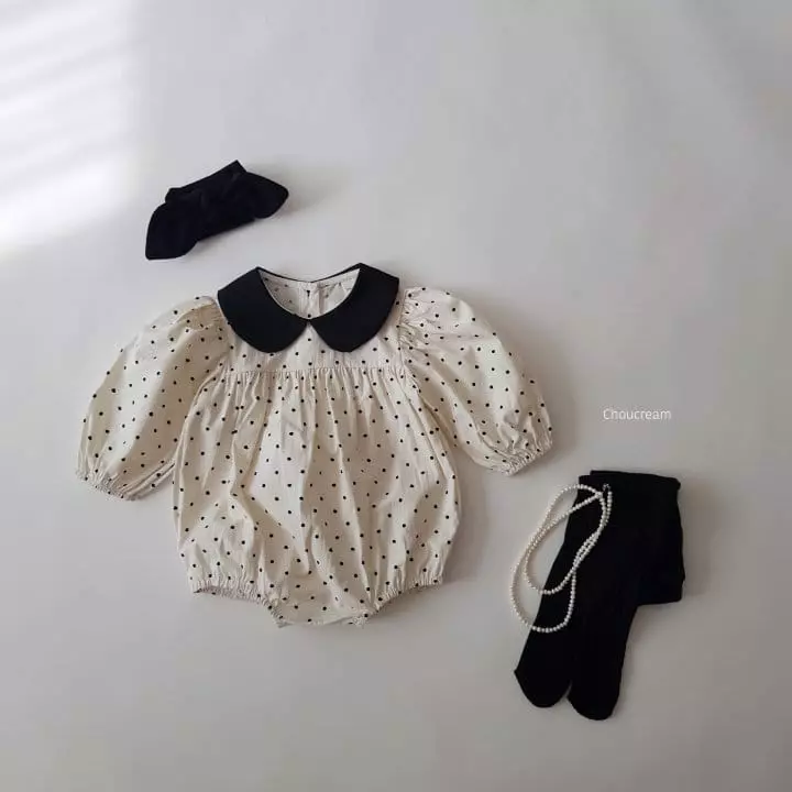 Choucream - Korean Baby Fashion - #babyoninstagram - Dot Collar Bodysuit - 9