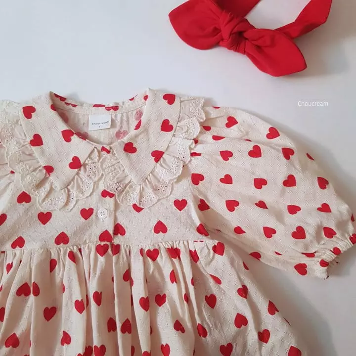 Choucream - Korean Baby Fashion - #babyoninstagram - Hear Frill Collar Bodysuit - 8