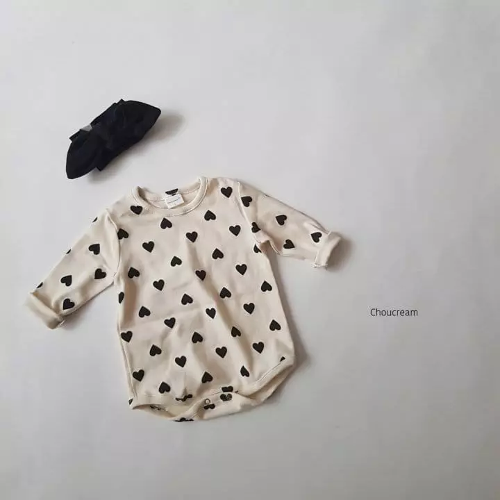 Choucream - Korean Baby Fashion - #babyoninstagram - Heart Heart Bodysuit