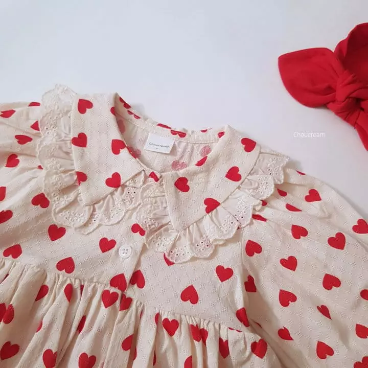 Choucream - Korean Baby Fashion - #babyootd - Hear Frill Collar Bodysuit - 9