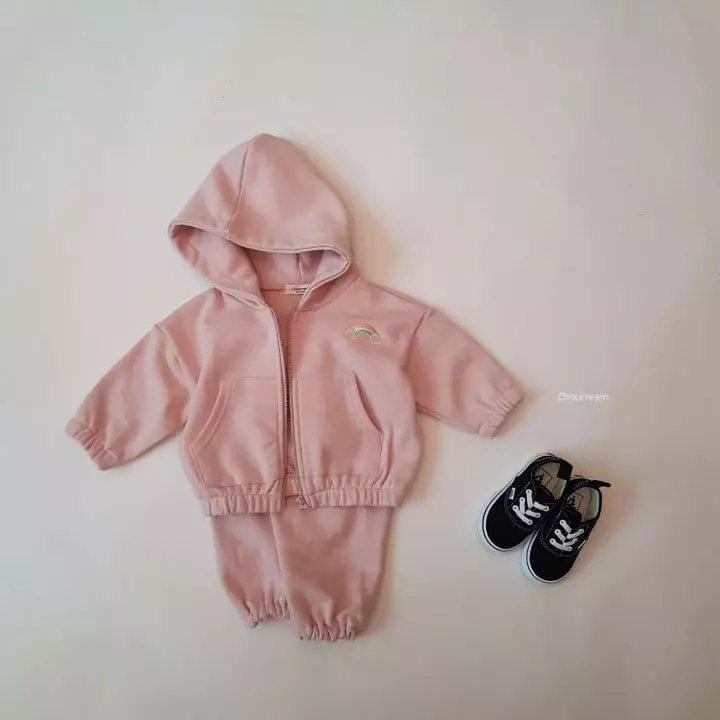 Choucream - Korean Baby Fashion - #babyoutfit - Rainbow Hoody Zip-up Bottom Set