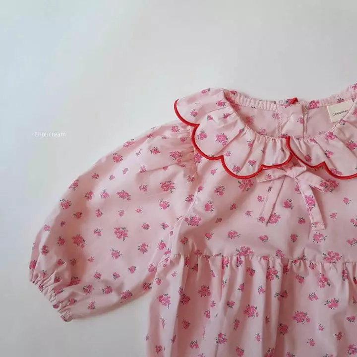 Choucream - Korean Baby Fashion - #babyoutfit - Flower Colalr Bodysuit with Bonnet - 5