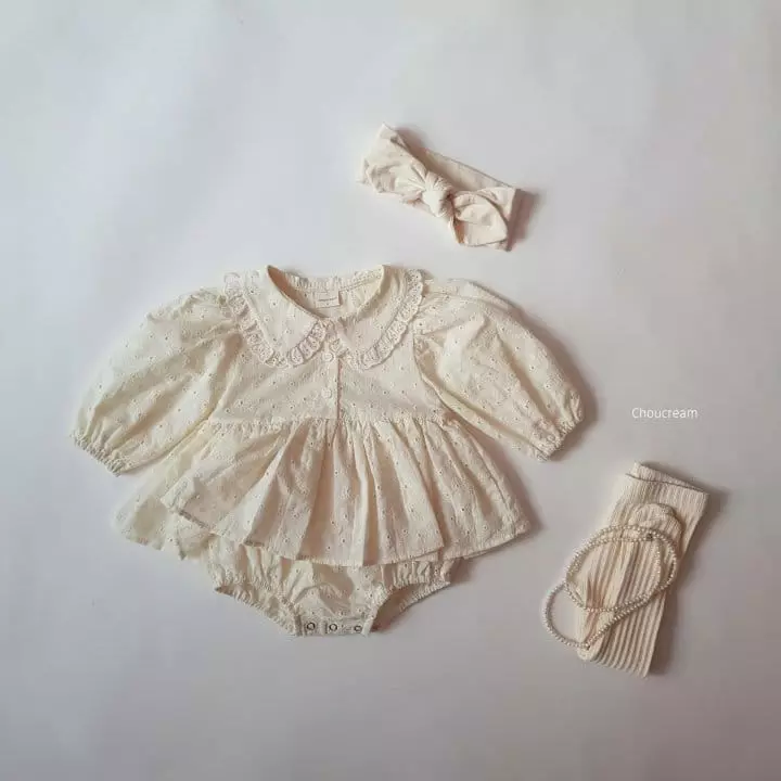 Choucream - Korean Baby Fashion - #babyoutfit - Lace Collar Bodysuit