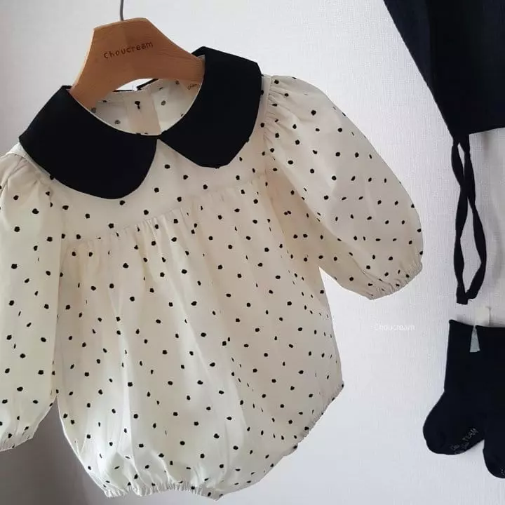 Choucream - Korean Baby Fashion - #babyoutfit - Dot Collar Bodysuit - 11