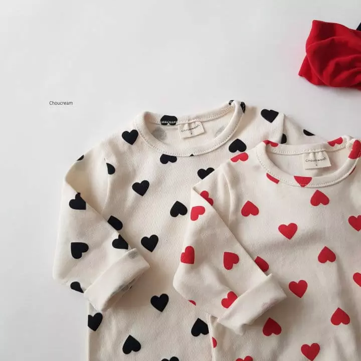 Choucream - Korean Baby Fashion - #babyoutfit - Heart Heart Bodysuit - 3