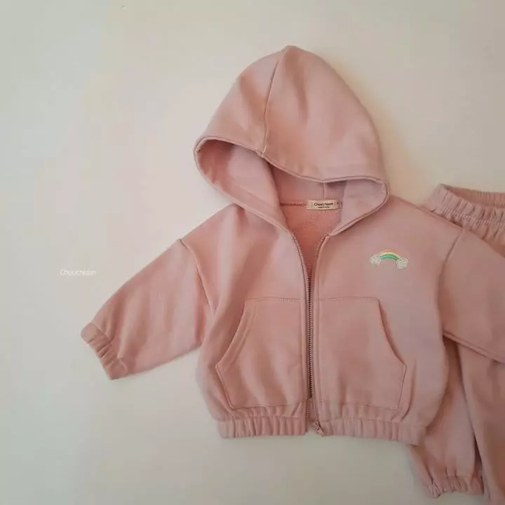 Choucream - Korean Baby Fashion - #babywear - Rainbow Hoody Zip-up Bottom Set - 3