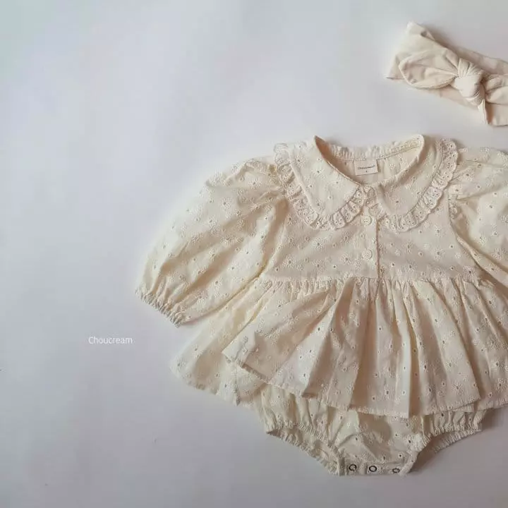 Choucream - Korean Baby Fashion - #babywear - Lace Collar Bodysuit - 2