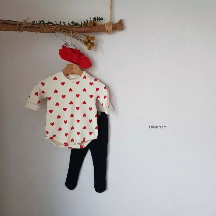 Choucream - Korean Baby Fashion - #babywear - Heart Heart Bodysuit - 5