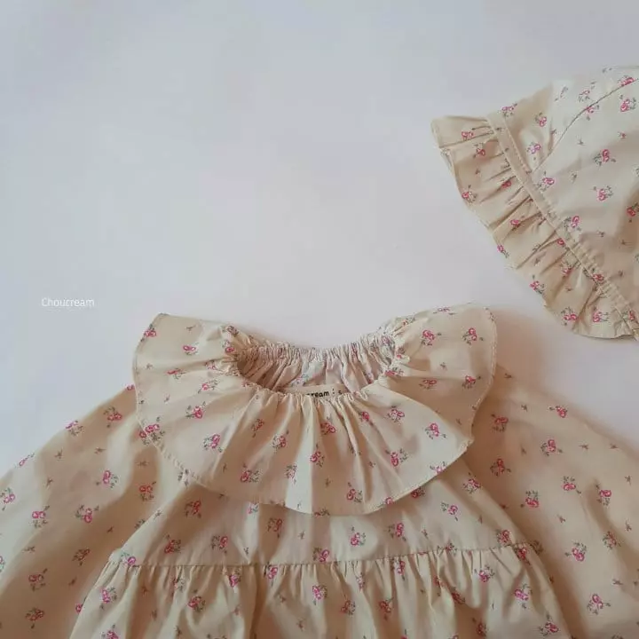 Choucream - Korean Baby Fashion - #onlinebabyboutique - Shelly Frill Bodysuit with Bonnet - 2