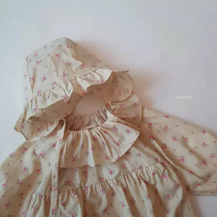 Choucream - Korean Baby Fashion - #onlinebabyshop - Shelly Frill Bodysuit with Bonnet - 3