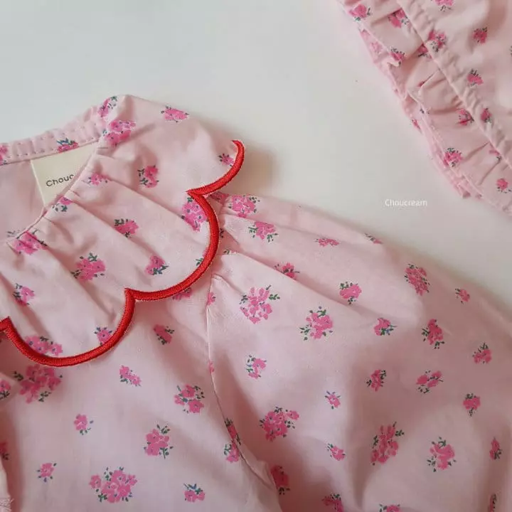 Choucream - Korean Baby Fashion - #onlinebabyshop - Flower Colalr Bodysuit with Bonnet - 8