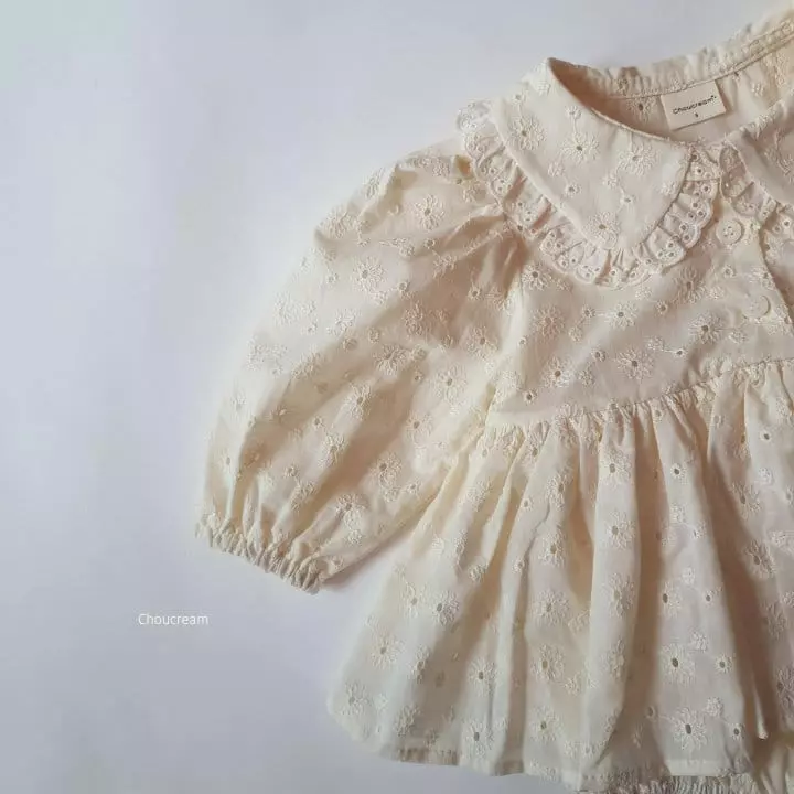 Choucream - Korean Baby Fashion - #onlinebabyboutique - Lace Collar Bodysuit - 4