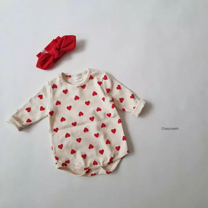 Choucream - Korean Baby Fashion - #smilingbaby - Heart Heart Bodysuit - 8