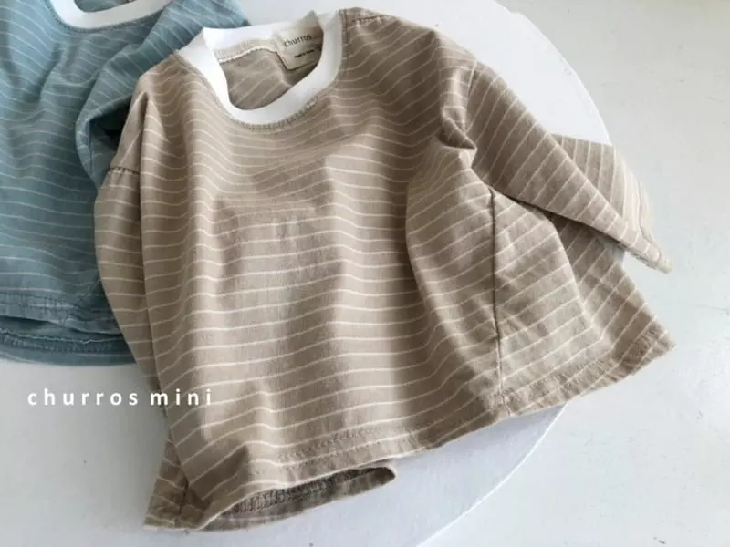 Churros - Korean Baby Fashion - #babyfashion - Mini Stripes Unbalance Tee - 8