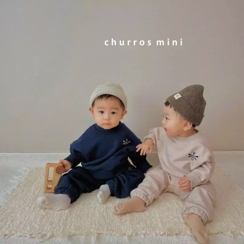 Churros - Korean Baby Fashion - #babyfashion - Mini Arrow Embroidery Top Bottom Set - 2
