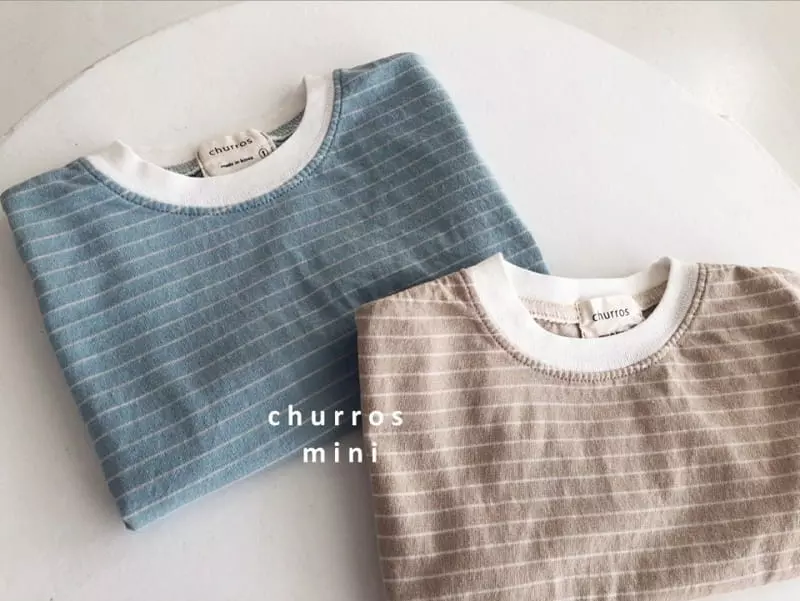 Churros - Korean Baby Fashion - #babyfever - Mini Stripes Unbalance Tee - 9