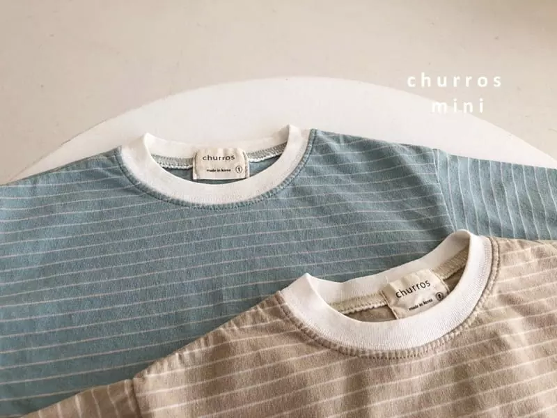 Churros - Korean Baby Fashion - #babygirlfashion - Mini Stripes Unbalance Tee - 10