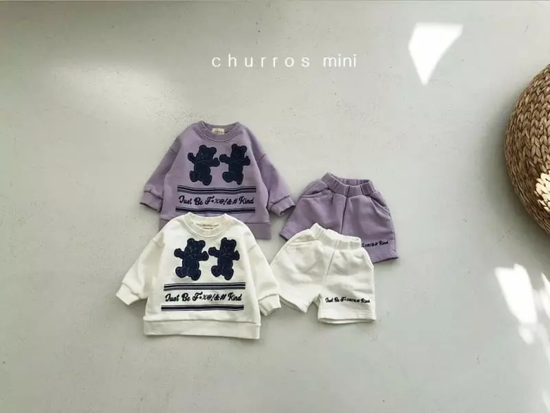 Churros - Korean Baby Fashion - #babyootd - Mini Bear Top Bottom Set - 2