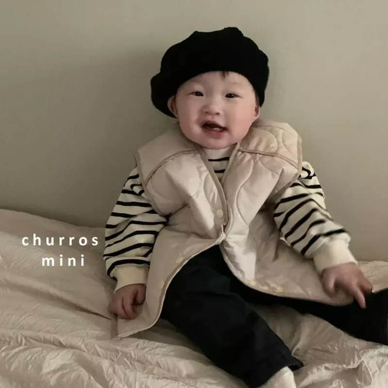 Churros - Korean Baby Fashion - #babyoutfit - Mini Circle Quilting Long Vest - 5