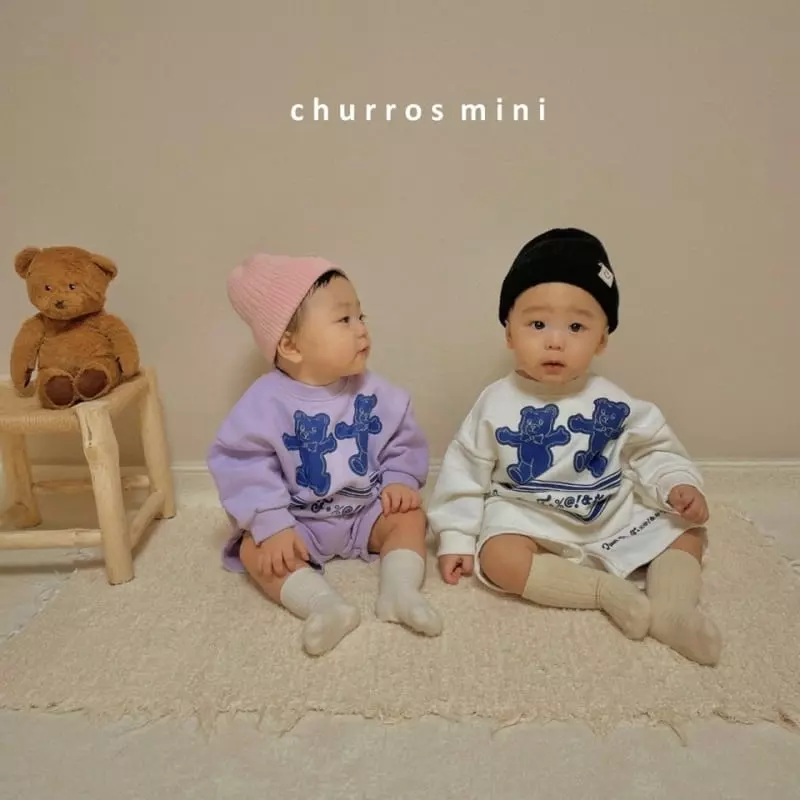 Churros - Korean Baby Fashion - #babyoutfit - Mini Bear Top Bottom Set - 4