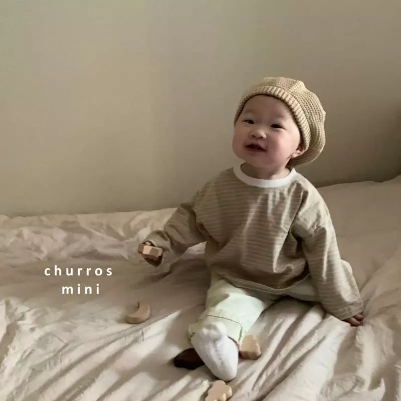 Churros - Korean Baby Fashion - #babywear - Mini Stripes Unbalance Tee