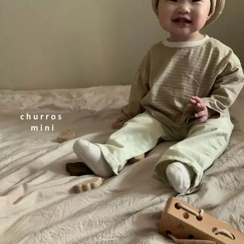 Churros - Korean Baby Fashion - #onlinebabyboutique - Mini Stripes Unbalance Tee - 2
