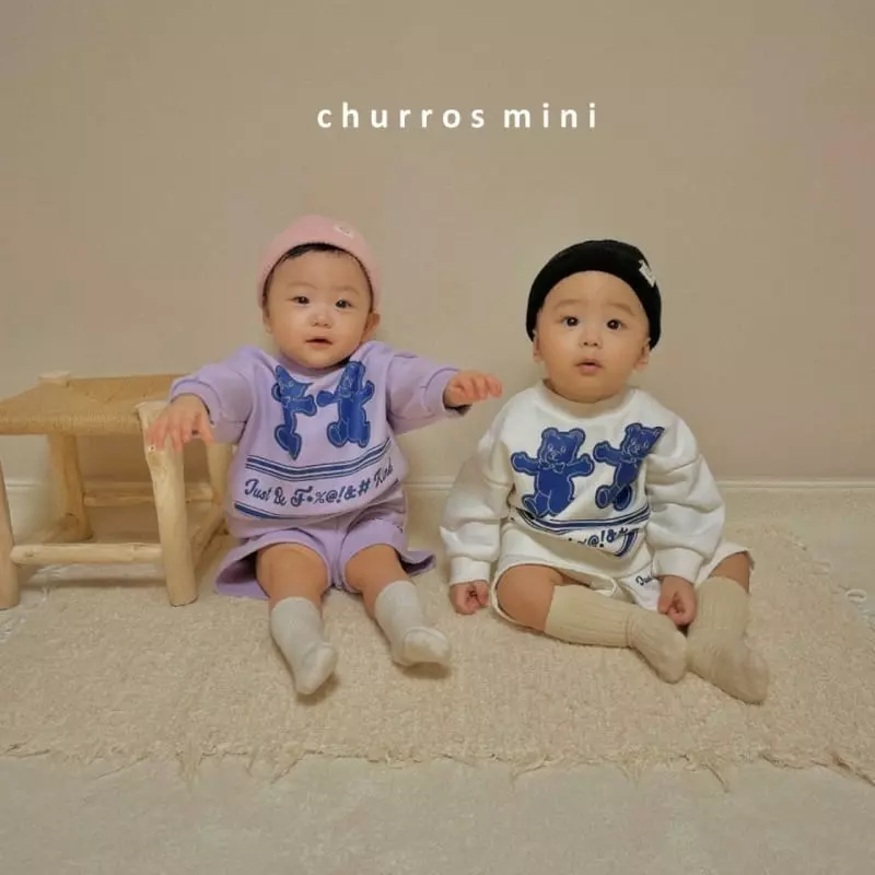 Churros - Korean Baby Fashion - #onlinebabyboutique - Mini Bear Top Bottom Set - 6