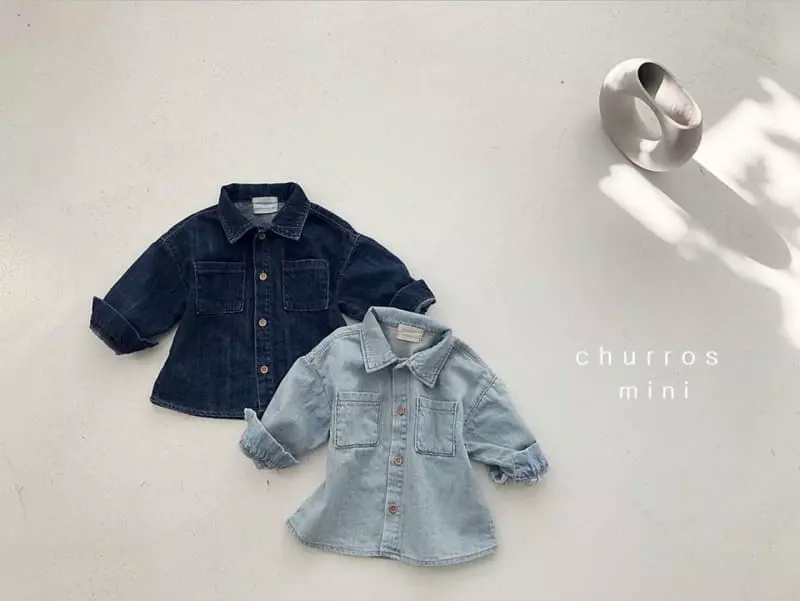 Churros - Korean Baby Fashion - #smilingbaby - Mini Classic Denim Shirt