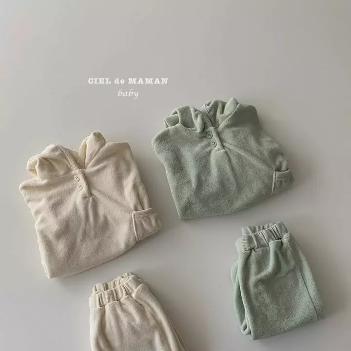 Ciel De Maman - Korean Baby Fashion - #babyboutique - Terry Hoody Top Bottom Set - 11