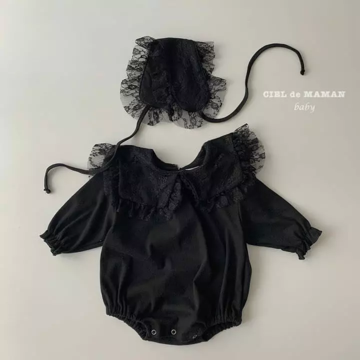 Ciel De Maman - Korean Baby Fashion - #babyclothing - Square Frill Bodysuit with Hairband - 2