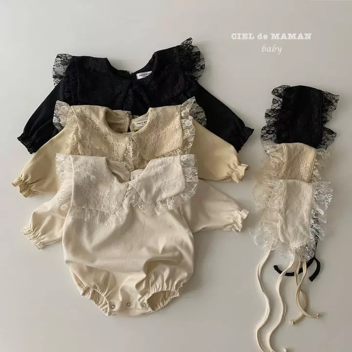 Ciel De Maman - Korean Baby Fashion - #babyfashion - Square Frill Bodysuit with Hairband - 3