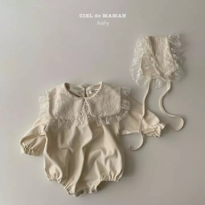 Ciel De Maman - Korean Baby Fashion - #babyfashion - Square Frill Bodysuit with Hairband - 4